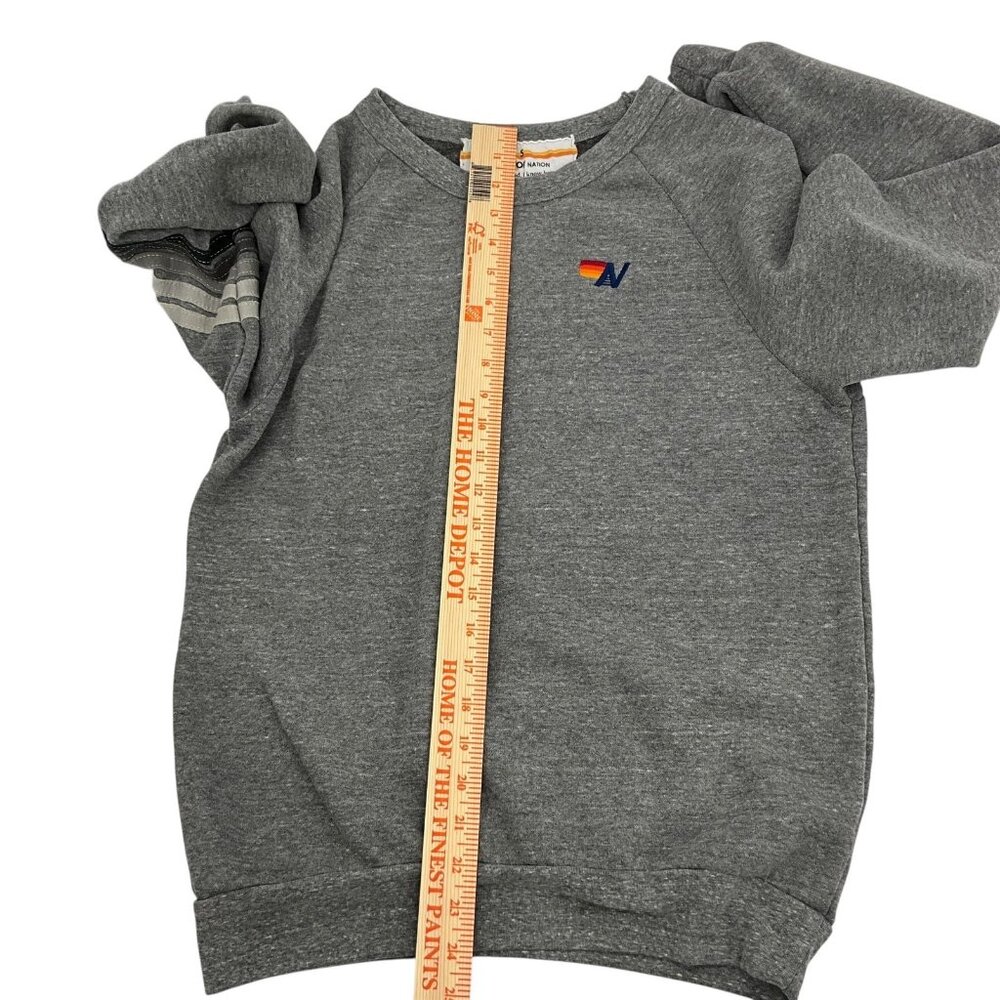Aviator Nation Rugby Stitch Crew Sweatshirt Heather Gray Unisex Small Crew Neck - Picture 11 of 12